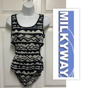 Milky Way Black/White Cut Out Bodysuit